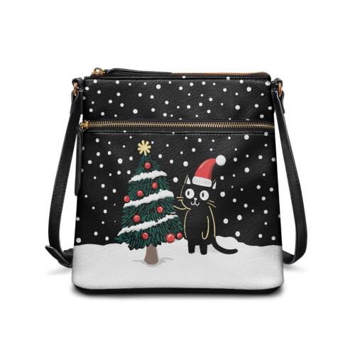 Christmas Cat Tree Snowflake Shoulder Bag Women Lightweight