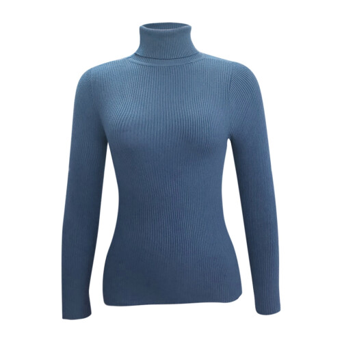 Women's Turtleneck Sweater Ribbed Knit Fitted Pullover 2