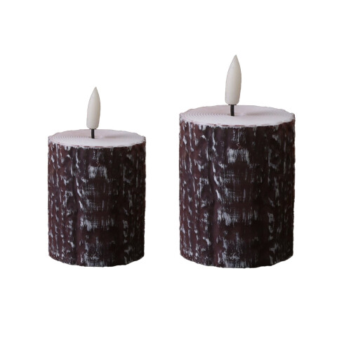 LED Artificial Bark Candle Set 2-Pack Battery Operated