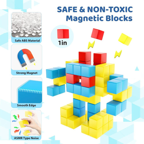 Magnetic Building Blocks Multicolor 20-Pack 1x1x1 Inch 1
