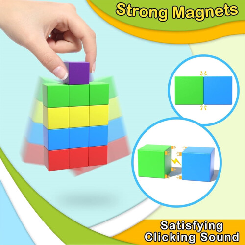 Magnetic Building Blocks Multicolor 20-Pack 1x1x1 Inch 2