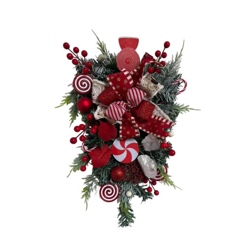 Artificial Pine Teardrop Wreath 19.68 inch with Red Berry