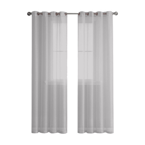 Voile Curtains Semi-Sheer Aqua Blue Linen Texture 100x250cm 1