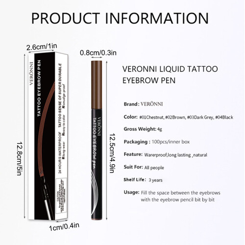 Microblade Brow Pen 4-Tip 3D Liquid Waterproof 4 Colors 2