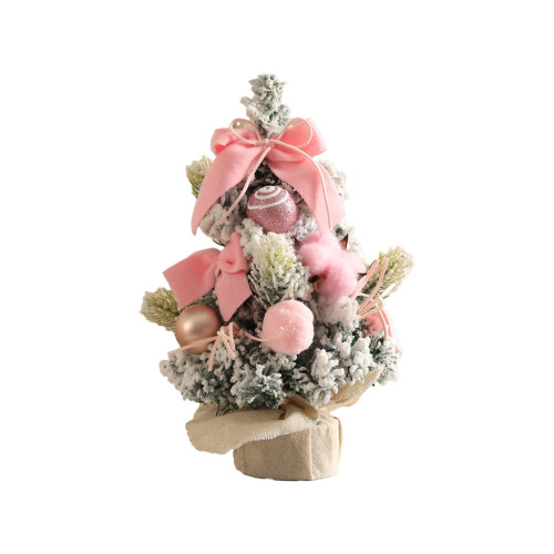 Mini Christmas Tree Artificial 11.8 In with Pink Bow and