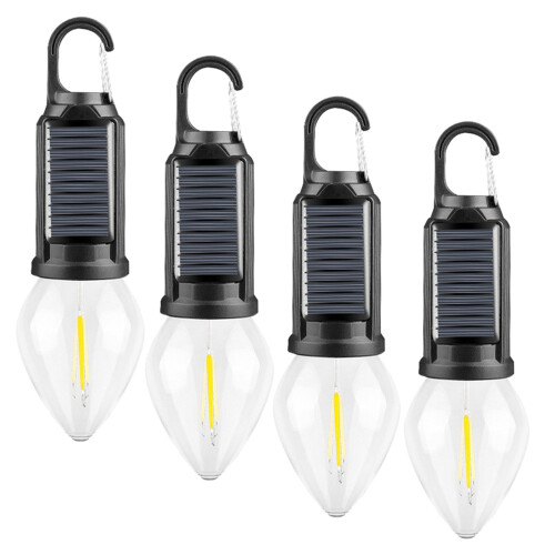 Solar USB Rechargeable LED Tent Lanterns 4-Pack