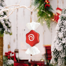 Christmas Candy Pendant Ornament Red White Painted