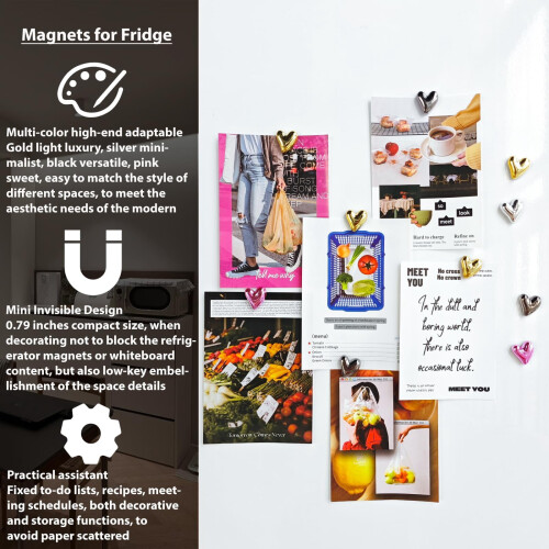 Refrigerator Magnets Pink Love Heart Set 12 pcs 1