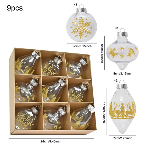 Irregular Transparent PET Gold Christmas Ornaments 9 pcs 2