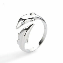 925 Silver Plated Dolphin Flower Ring for Women