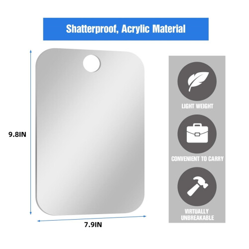 Fogless Shower Mirror Portable Flat 7.9x9.8 Inch Silver 1