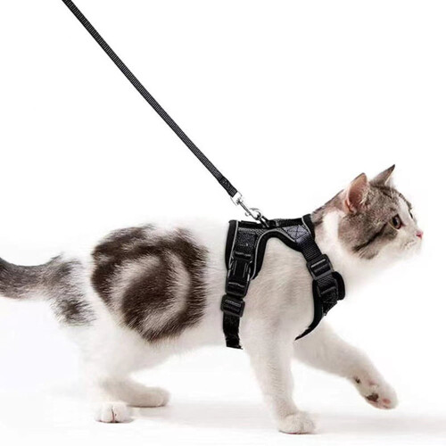 Adjustable Reflective Cat Harness and Leash Set XS Pink