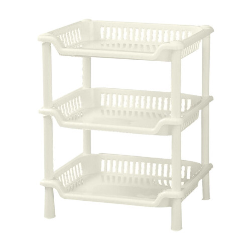 Rectangular Plastic Storage Shelf 3-Tier Floor Standing