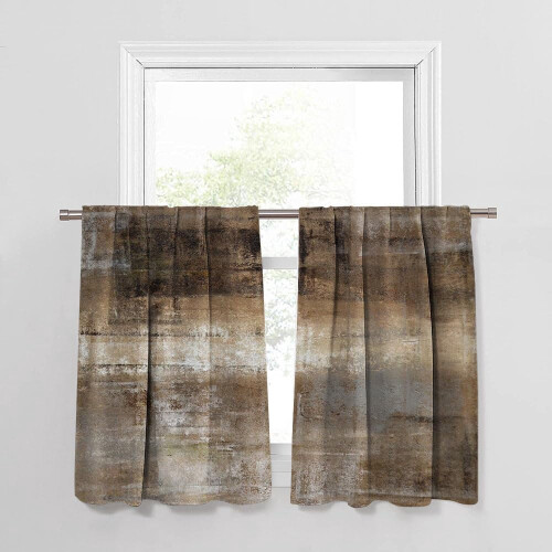 Abstract Brown Tier Curtains for Windows 3-Pack 2