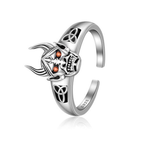 Hannya Mask Sterling Silver Ring Celtic Knot