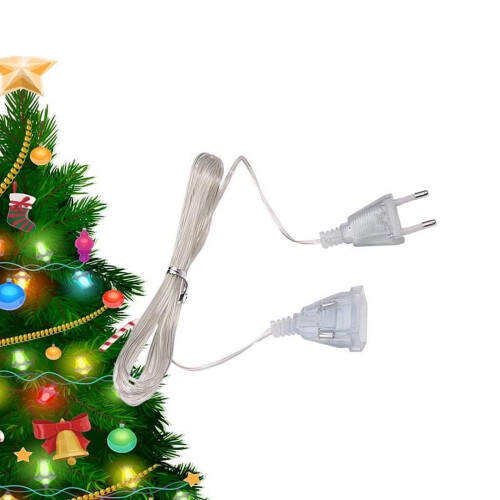 Transparent Christmas Lights Extension Cord 10ft 220V 2-Core 1