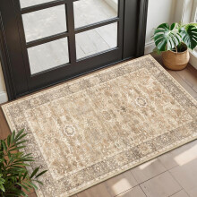 Green Vintage Area Rug 8x10 ft Low Pile Soft Non-Slip