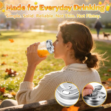 4pcs MasonJar Drinking Lids, Wide Mouth Stainless Steel Sip Lids for Iced Coffee, Smoothies & Cold Drinks,Reusable Lid