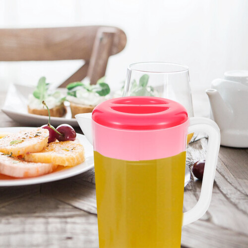 Red Plastic Pitcher with Lid 48 oz 2