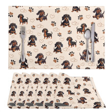 Dachshund Paw Heart Placemat Set 6 pcs 11.8x17.7 inch Heat