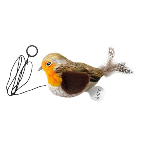 Electric Cat Toy Gray Feathered Plush with Squeaker 1