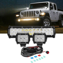 Waywe LED Light Bar 12 inch 72W with 2x4 inch 18W Pods