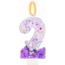 Purple Butterfly Number 2 Candle for 2nd Birthday Girl Party