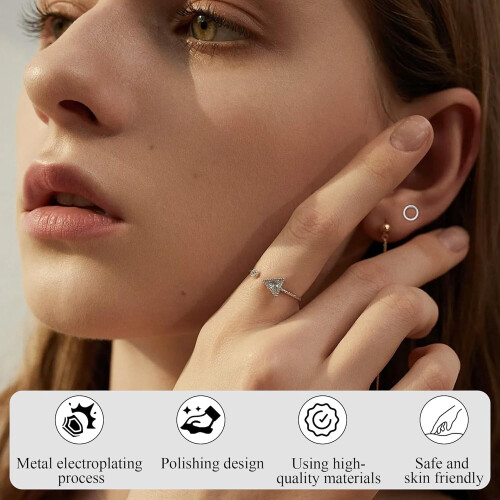 5mm Triangle Lightning Cross Hollow Circle Stud Earrings 2