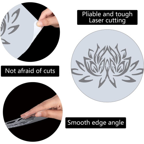 Drawing Stencil Template Square Creamy White Lotus 1 Sheet 2