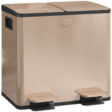 30L Dual Compartment Stainless Steel Bin, with Deodoriser Holders - Gold Tone