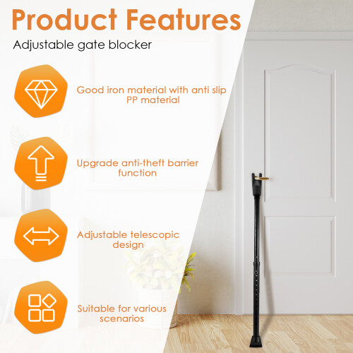 Adjustable Door Security Bar Heavy Duty with Nonslip Feet 2