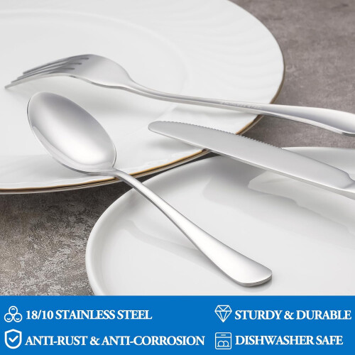 Stainless Steel Forks and Spoons Set 16-Pc 2
