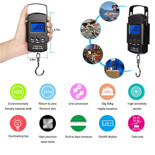 Handheld LCD Digital Scale for Travel, Fish, Luggage, 2