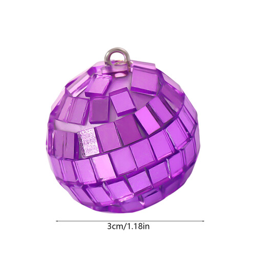 Round Disco Ball Ornament Purple Mirror Pendant 2