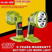 18V LED Flashlight for Ryobi ONE+ 12W 1120LM Red Night