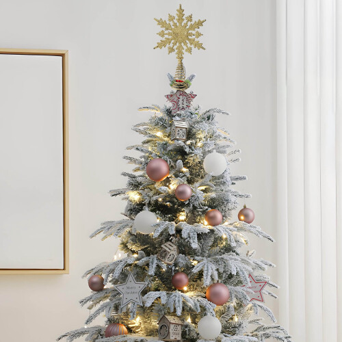 Glitter Snowflake Tree Topper Gold Metal 1