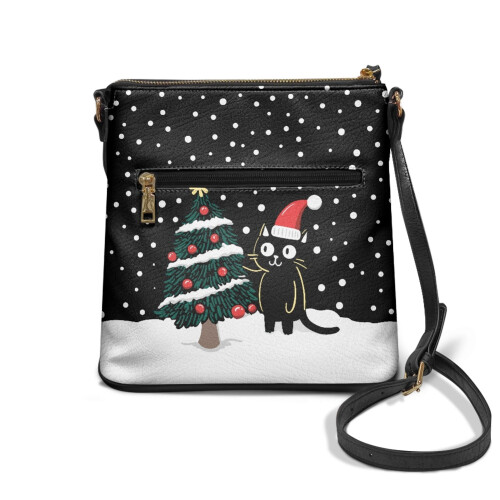Christmas Cat Tree Snowflake Shoulder Bag Women Lightweight 1