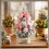 Pink 12-inch tabletop Christmas tree with ornaments and 4