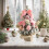 Pink 12-inch tabletop Christmas tree with ornaments and 5