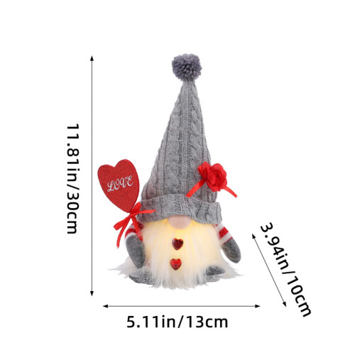 Swedish Tomte Plush Decor with Lights Grey #05 1