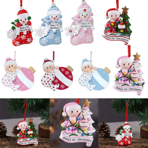 Baby's First Christmas Ornament 2025 Red Pink Blue 1