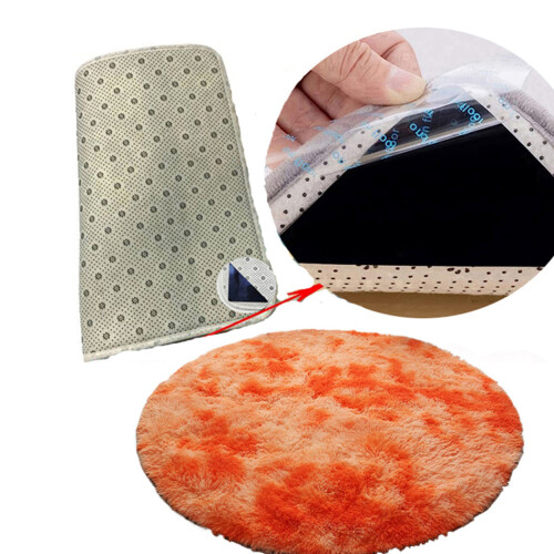 Orange Fluffy Round Area Rug 48 Inch Soft Plush Modern 1