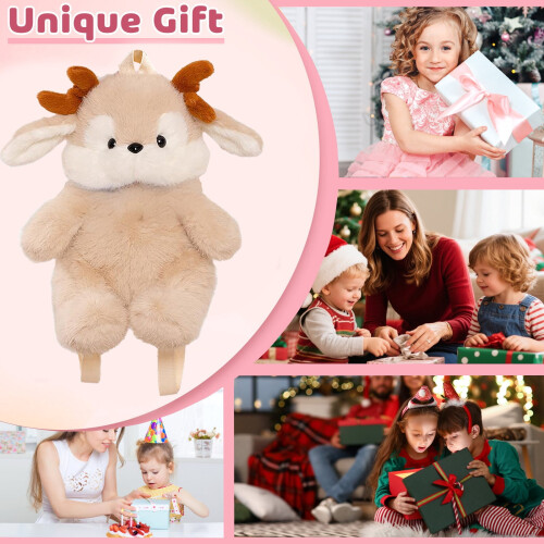 Christmas Elk Plush Pillow Beige 15.7 Inch 1