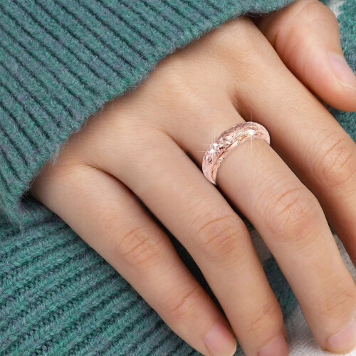 Rose Gold Flower Ring for Women Minimalist Stackable Size 10 2
