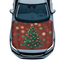 Christmas Tree Print Car Hood Cover Elastic Straps