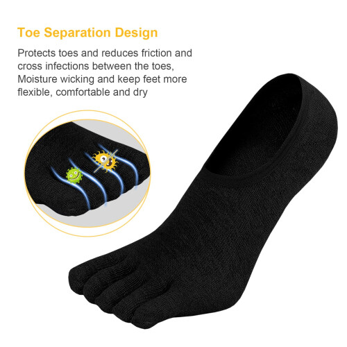 No Show Toe Socks Five Finger Invisible Liner 4 Pairs 2