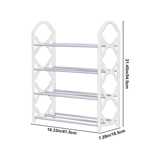 4-Tier Stackable Shoe Rack with Handle for Sneakers and 1