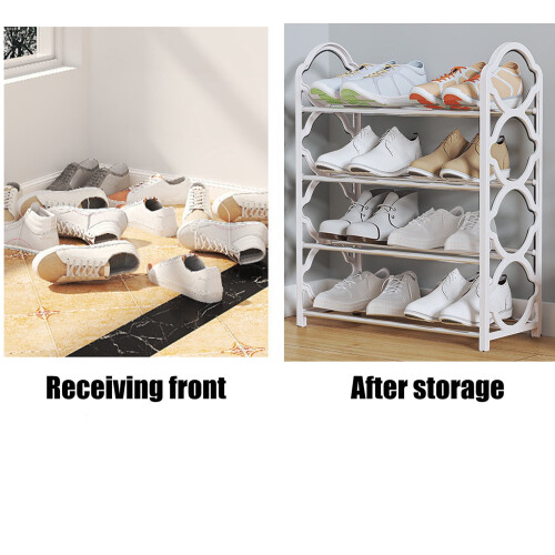 4-Tier Stackable Shoe Rack with Handle for Sneakers and 2