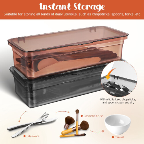 Utensil Organizer with Drain Board Food-Grade Plastic 2 Pcs 1