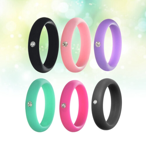 Silicone Wedding Rings Set Medical Grade 6 Pcs